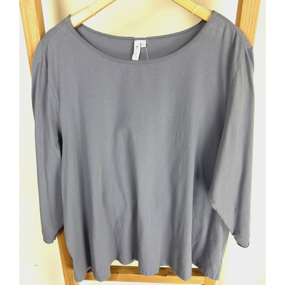 NWT Kleen Lavendar Gray 3/4 Sleeve Cotton Blend Top #0832 Size 1X